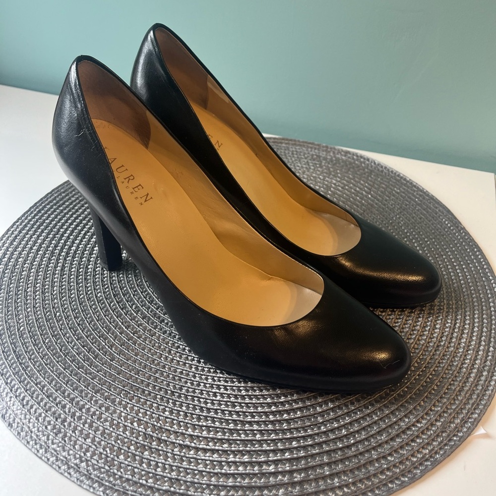 Ralph Lauren classic black leather heels